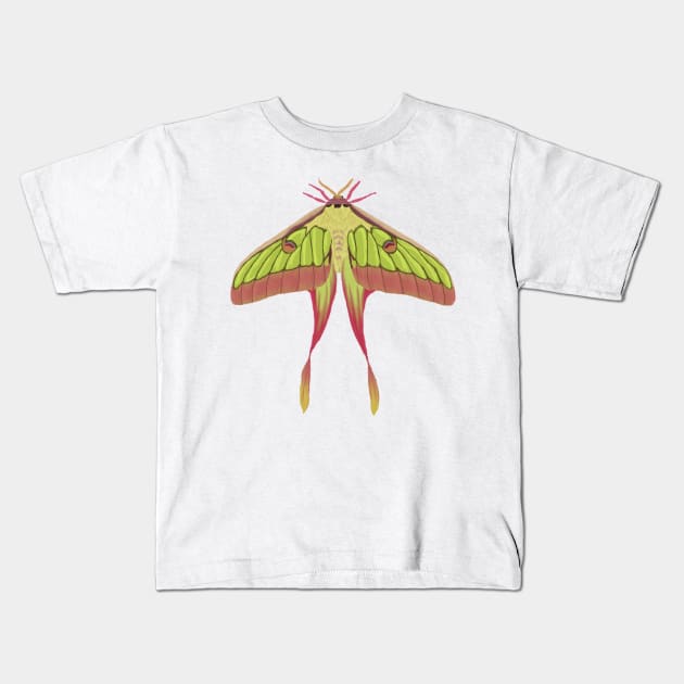 Chinese Moon Moth Kids T-Shirt by TrapperWeasel